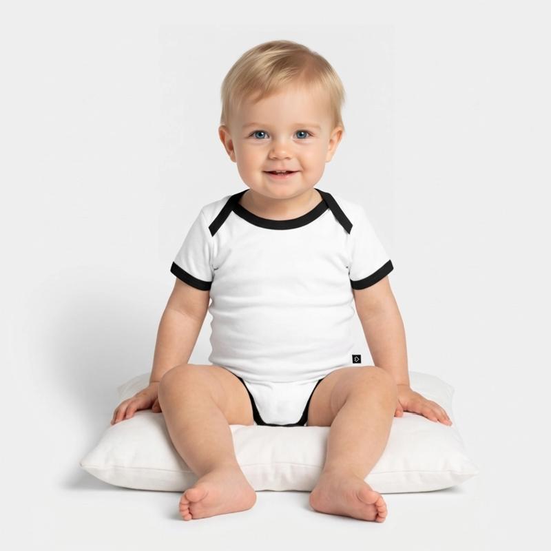 Body Bébé bio contrasté manches courtes