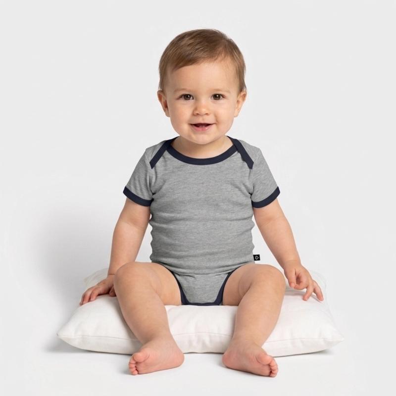 Baby Bio-Kurzarm-Kontrastbody