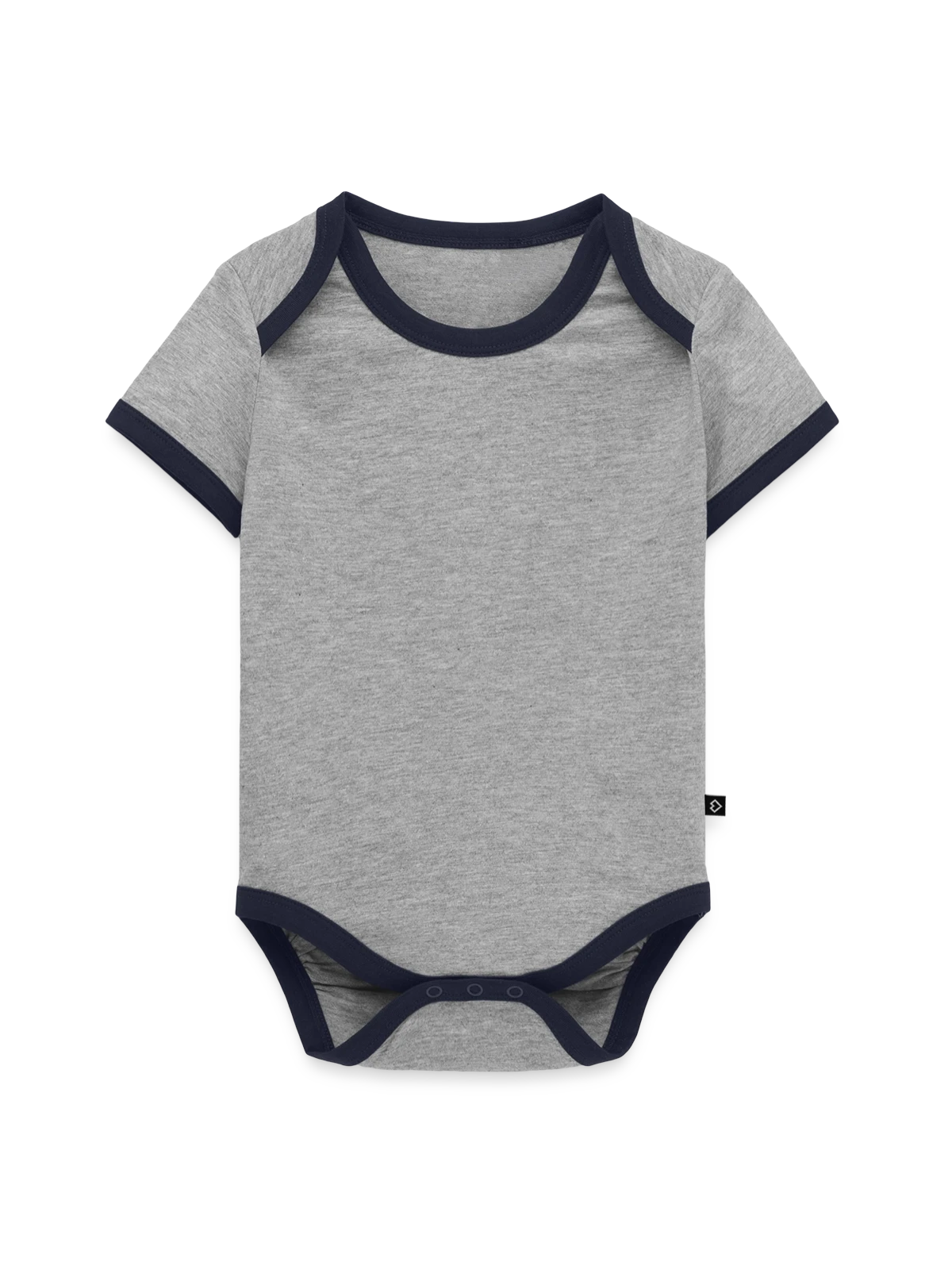 Organic Baby Contrasting Bodysuit - grey/navy  - Front