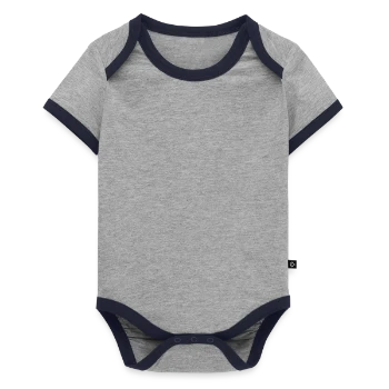 Body Bébé bio contrasté manches courtes - gris/marine 