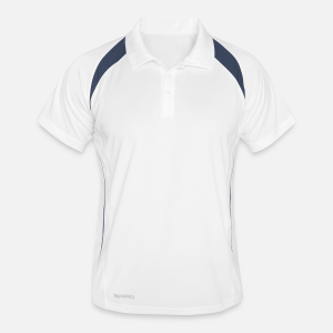 Männer Polo atmungsaktiv-Weiß/Navy