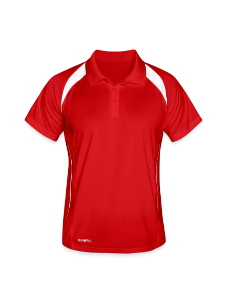 Männer Polo atmungsaktiv - Rot/Weiß - Vorne