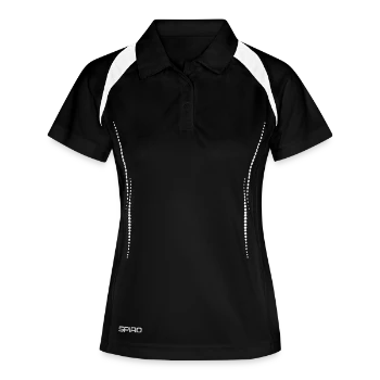 Women's Polo breathable - black/white - Front