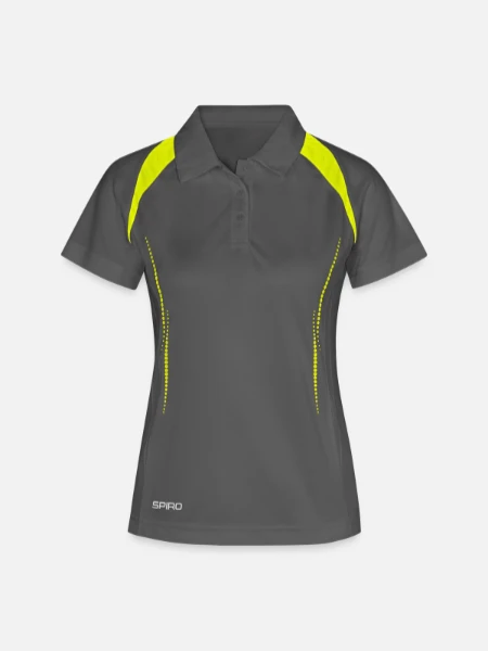 Polo respirant Femme - gris/vert citron - Devant