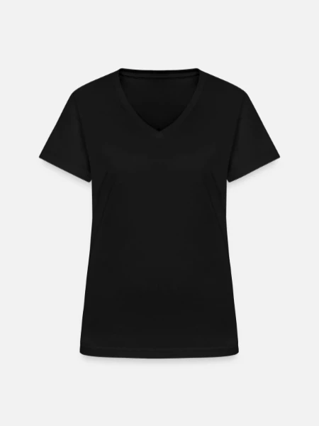 T-shirt col V Femme - noir - Devant