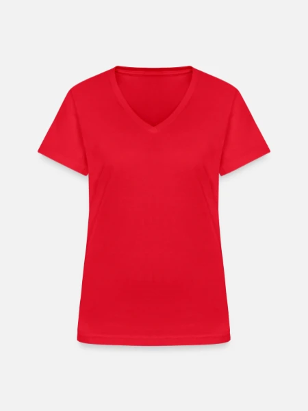 Women's V-neck T-shirt - red - Front
