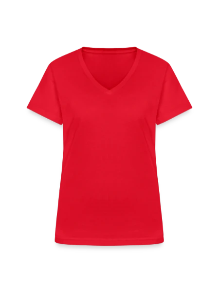 Women's V-neck T-shirt - red - Front