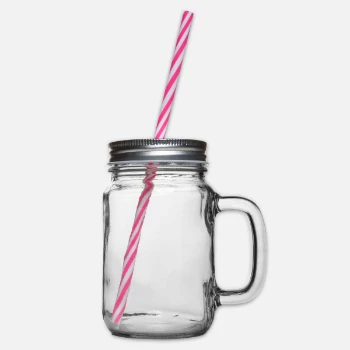 Glass jar with handle and screw cap