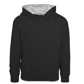 Kids’ Contrast Hoodie - black/heather grey - Front