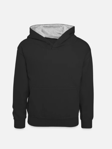 Sweat à capuche contrasté Enfant - noir/gris chiné - Devant