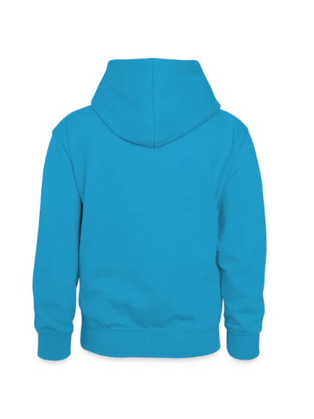 Sweat à capuche contrasté Enfant - bleu paon/gris chiné - Dos