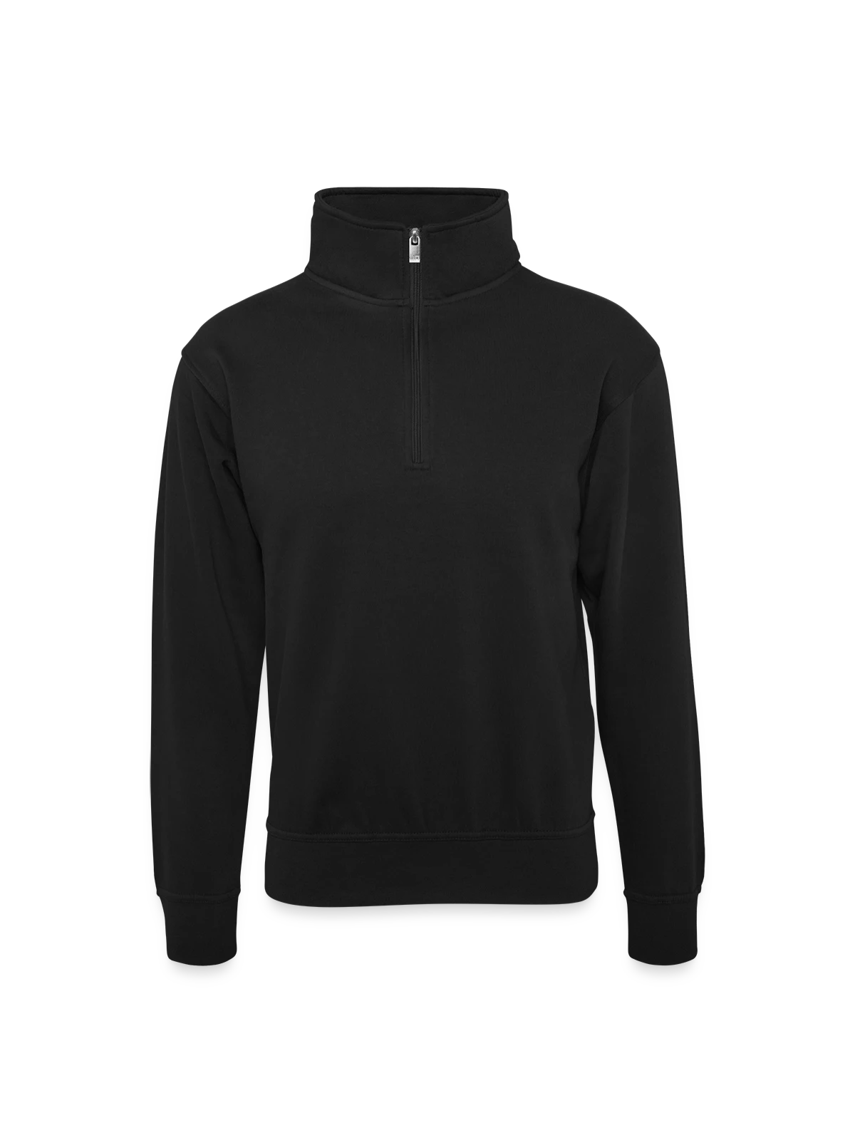 Unisex sweater with zip collar - black - Front