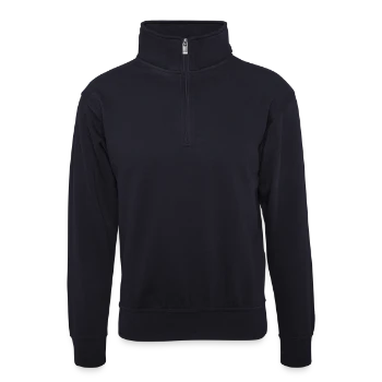 Unisex sweater with zip collar - dark navy - Front
