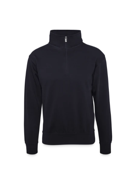Unisex sweater with zip collar - dark navy - Front