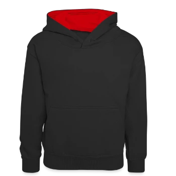 Sweat à capuche contrasté Ado - noir/rouge - Devant