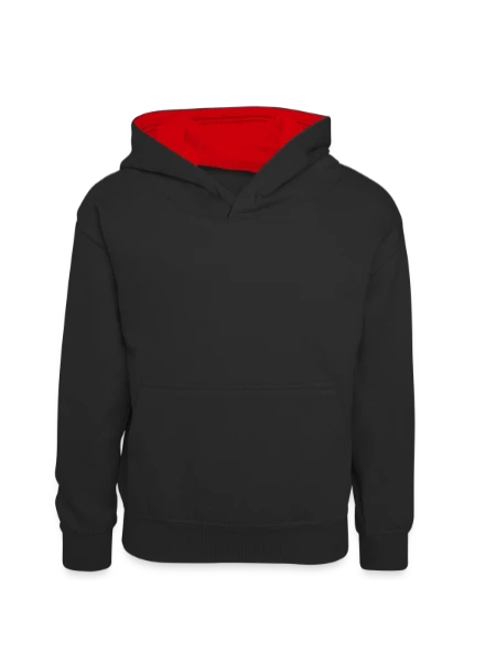 Teenager Contrast Hoodie - black/red - Front