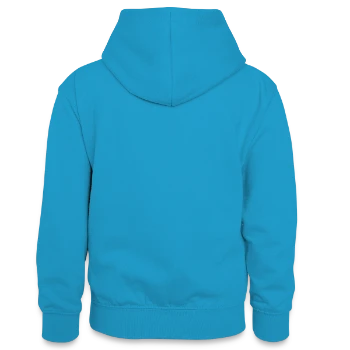 Sweat à capuche contrasté Ado - bleu paon/gris chiné - Dos