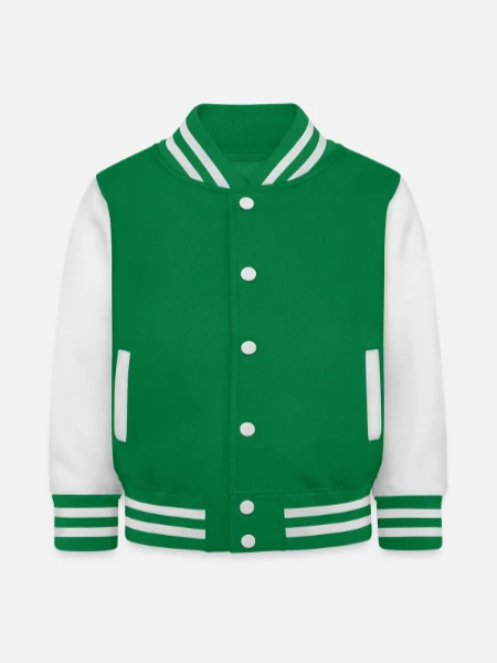 Kids’ College Jacket - kelly green/white - Front