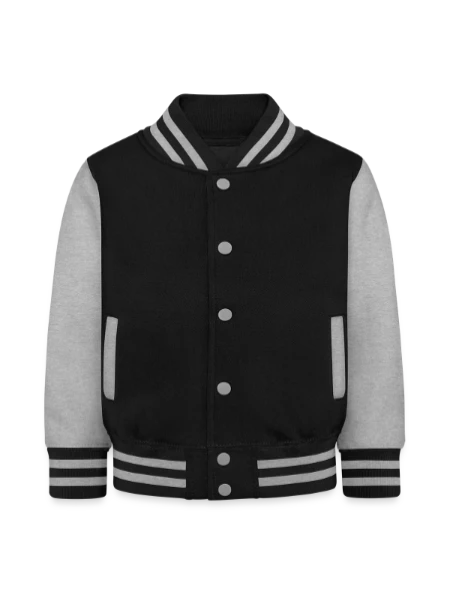 Kinder Collegejacke - Schwarz/Grau meliert - Vorne