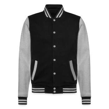 Veste Teddy - noir/gris chiné - Devant - Nik (191cm) & Marisol (170cm)