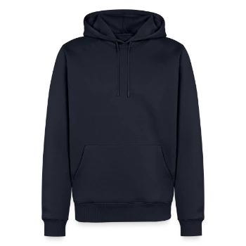 Herre Premium økologisk hoodie - navy - Foran - Nico (187cm)