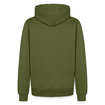 Men’s Premium Organic Hoodie - khaki - Back - Nico (187cm)