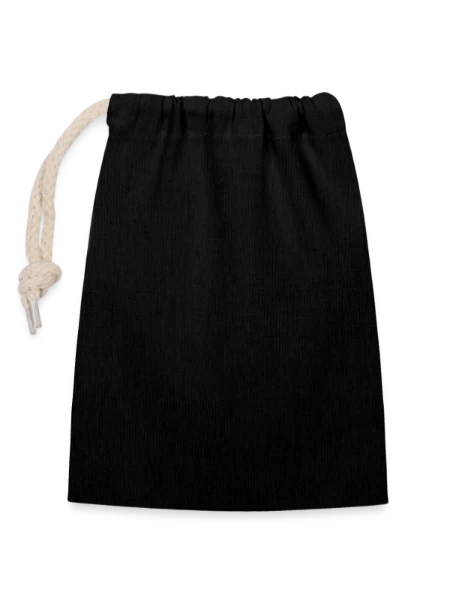 Closable cotton gift bag (14x20cm) - black - Front