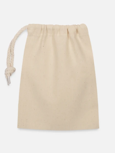 Closable cotton gift bag (14x20cm) - nature - Front