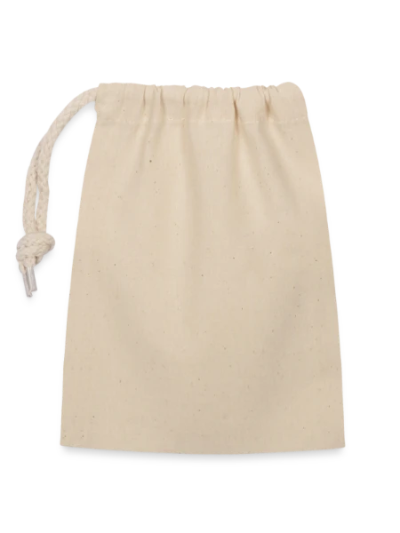 Sac cadeau en coton avec cordon (14 x 20 cm) - nature - Devant