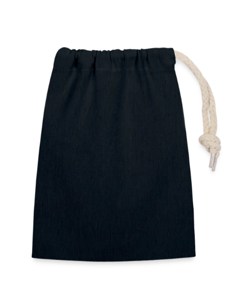 Closable cotton gift bag (14x20cm) - navy - Back