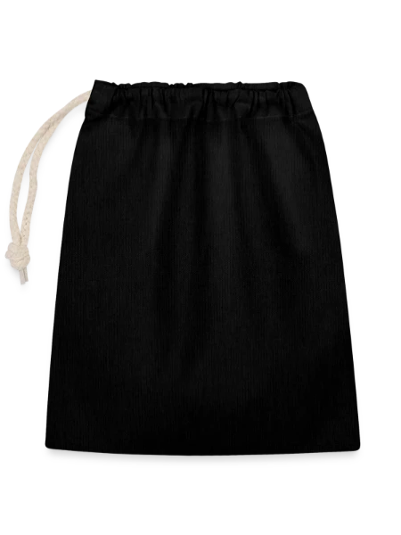 Sac cadeau en coton avec cordon (25 x 30 cm) - noir - Devant