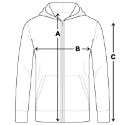 Maßschema Stanley/Stella Unisex Bio-Kapuzenjacke CULTIVATOR 