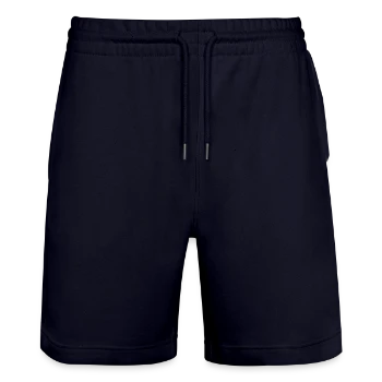 Stanley/Stella Trainer Unisex Organic Jogging Shorts - dark navy - Front - Nik (191cm) & Marisol (170cm)