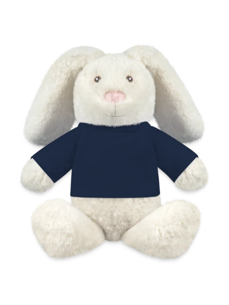 Lapin en peluche recyclé MiniFeet® Crème - bleu marine - Devant
