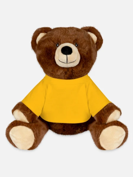 Nounours RecycelBär® marron - jaune soleil - Devant