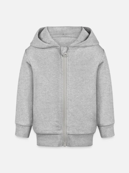 Veste à capuche bébé bio Stanley/Stella - gris chiné - Devant