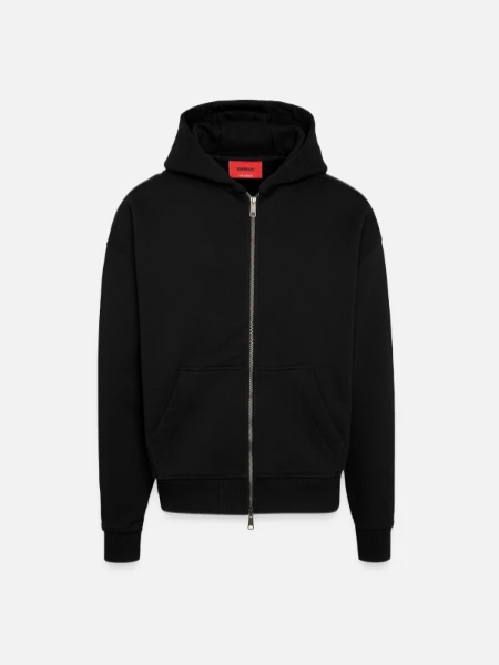 Zip Hoodie - made by SPREAD - SOLID BLACK - Front