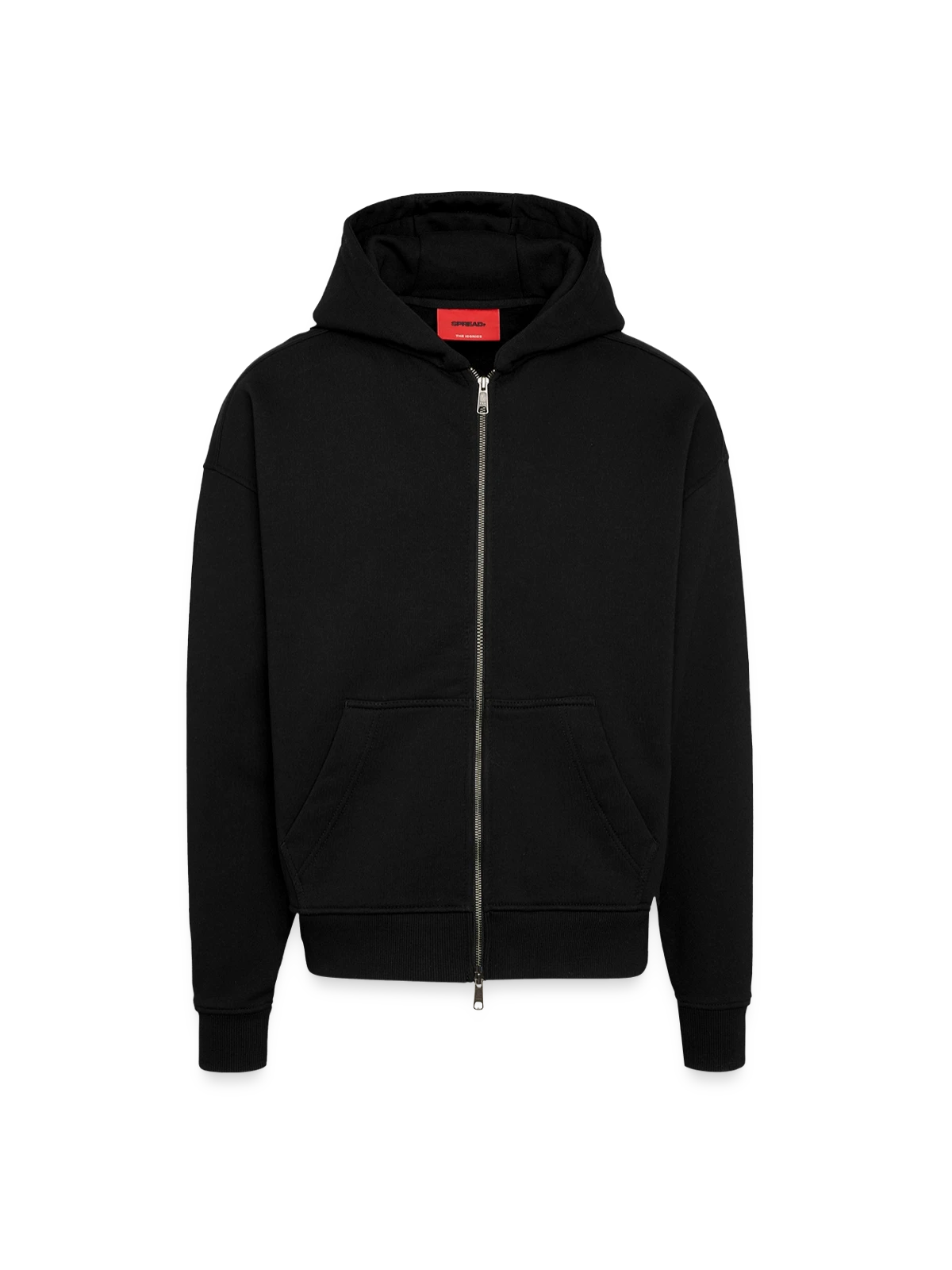 Zip Hoodie - made by SPREAD - SOLID BLACK - Front