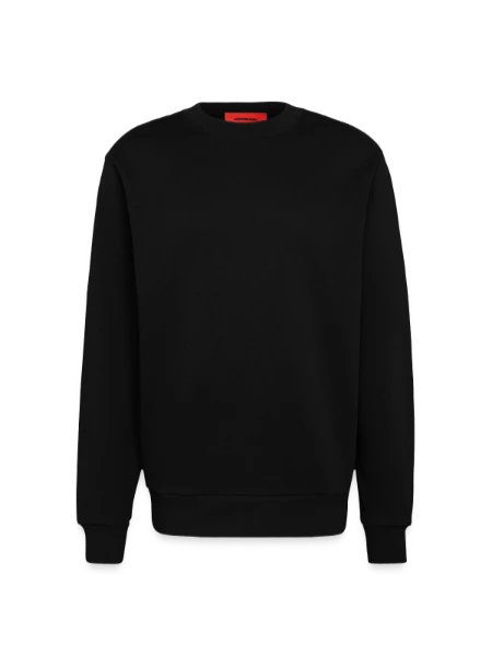 Sweat bio décontracté fabriqué en UE - SOLID BLACK - Devant