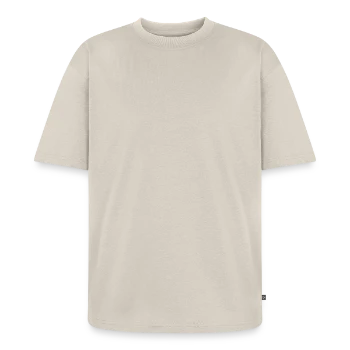 Unisex Premium Oversized Organic T-Shirt - beige - Front - Thijin (182cm) & Selfina (174cm)