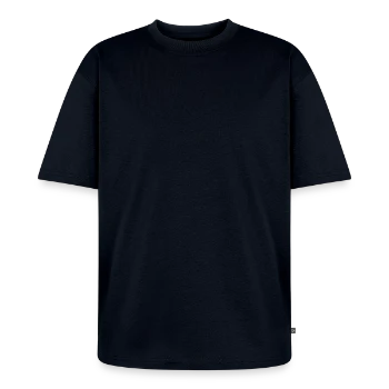 Unisex Premium Oversized Organic T-Shirt - navy - Front - Thijin (182cm) & Selfina (174cm)