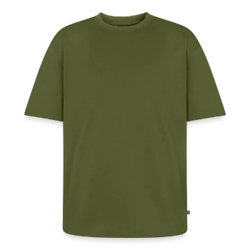Unisex Premium Oversized Organic T-Shirt - khaki - Front - Thijin (182cm) & Selfina (174cm)