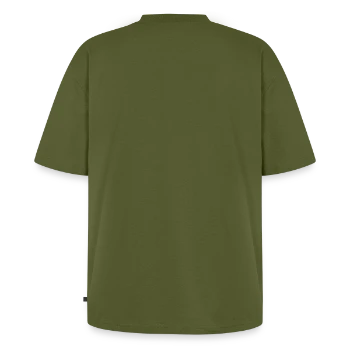 Unisex Premium Oversized Organic T-Shirt - khaki - Back - Thijin (182cm)