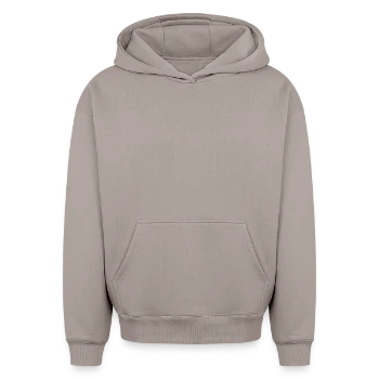 Oversized Heavyweight Unisex Hoodie - taupe - Front - AI Model Female 172 light (172cm) & AI Model Male 185 light (185cm)