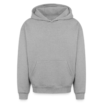 Oversized Heavyweight Unisex Hoodie - heather grey - Front - AI Model Female 172 dark (172cm) & AI Model Male 185 light (185cm)