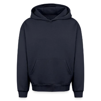 Oversized Heavyweight Unisex Hoodie - navy - Front - AI Model Female 172 dark (172cm) & AI Model Male 185 light (185cm)