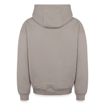 Oversized Heavyweight Unisex Hoodie - taupe - Back - AI Model Male 185 light (185cm)