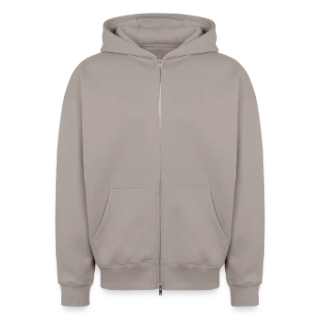Oversized Heavyweight Unisex Zip Hoodie - taupe - Front - AI Model Female 172 dark (172cm) & AI Model Male 178 light (178cm)