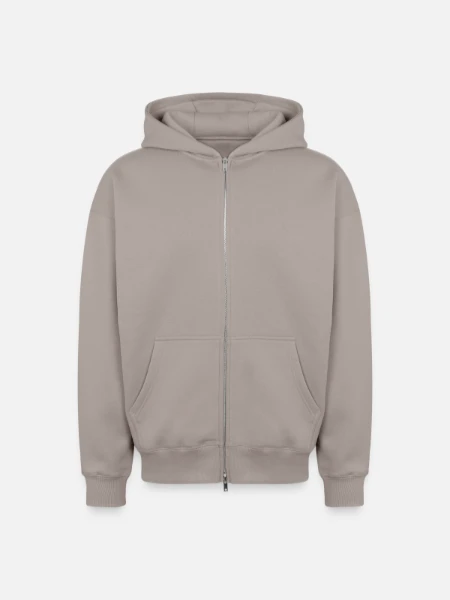 Oversized Heavyweight Unisex Zip Hoodie - taupe - Front