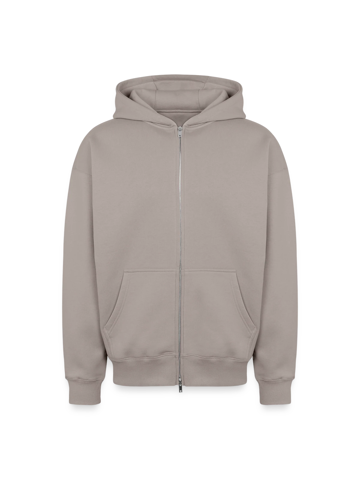 Oversized Heavyweight Unisex Zip Hoodie - taupe - Front